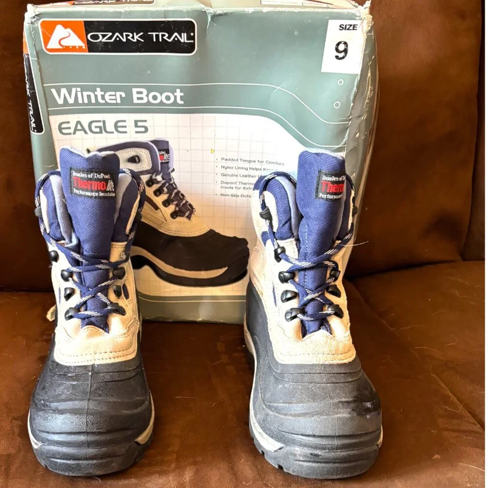 Ozark Trail Eagle 5 Thermolite Tan/ Navy Winter Snow‎ Boots Women USA 9 EUR 41
